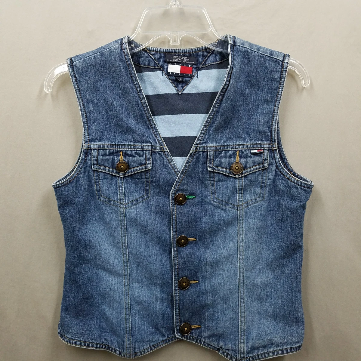 Vintage Tommy Hilfiger Womens Denim Vest L Tommy Girl Jeans 90s 1990s |