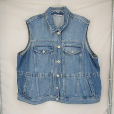Lane Bryant Women's Sleeveless Jean Vest with Waist Tie and Pockets Size 22/24