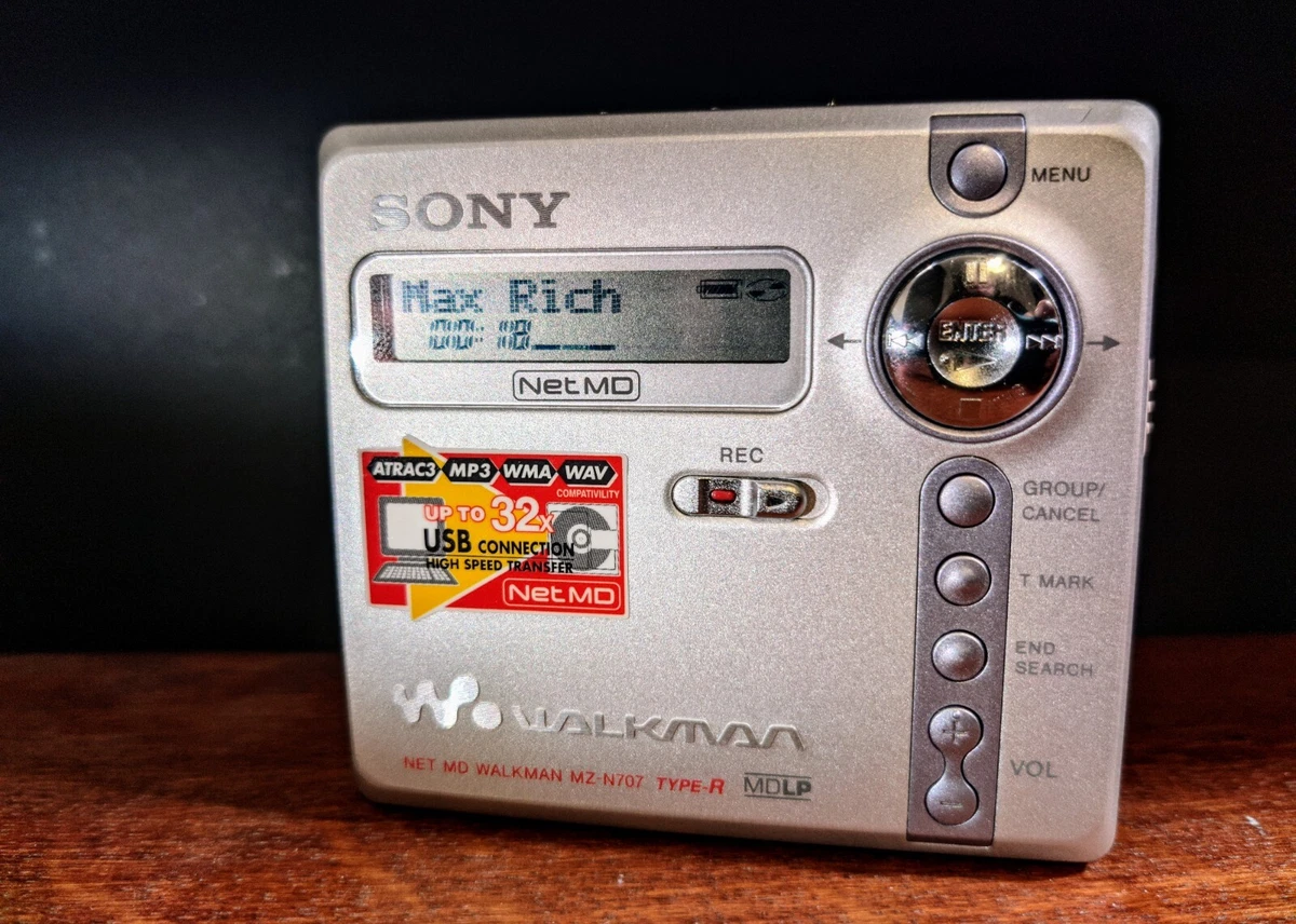 Sony Walkman MZN707 Portable Minidisc Recorder Net MD TypeR w/Disc