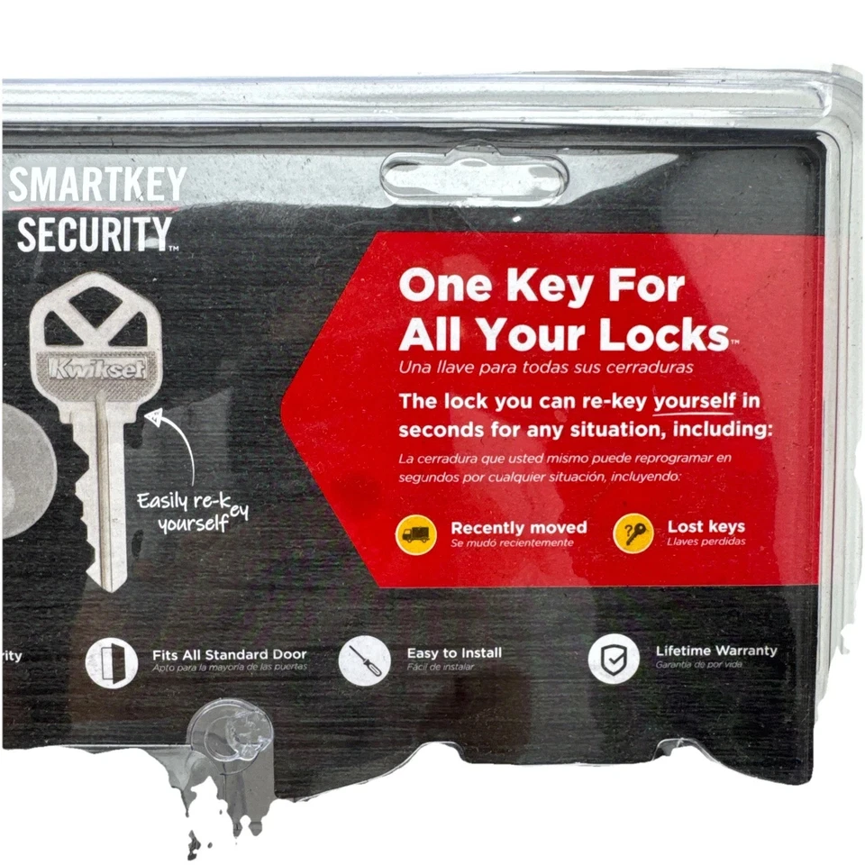 Kwikset Cove 缎面镍钥匙入口刀和门栓套装带 SmartKey 92420-059 — 第 3/4 张图片