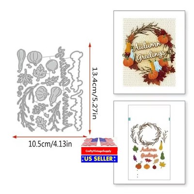 20pcs Autumn Greetings Fall leaves twigs words metal cutting dies cut die