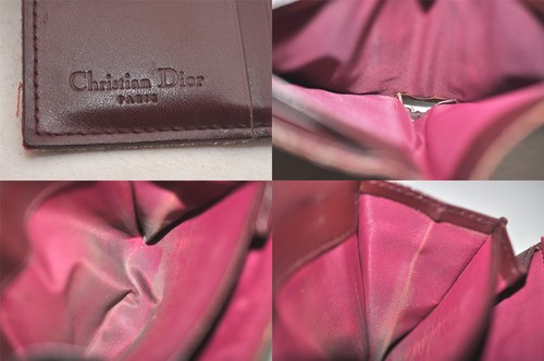 Auth Christian Dior Trotter Saddle Bifold Wallet Canvas Leather Bordeaux 1659N - Picture 8 of 10