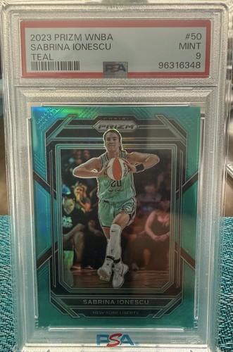 2023 Panini Prizm WNBA Sabrina Ionescu #50 Teal /49 PSA 9 Mint! Low Pop