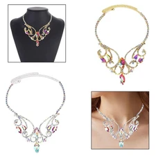 Women Chunky Necklace Bride Jewelry Gift Costume Accessories Adjustable Decor