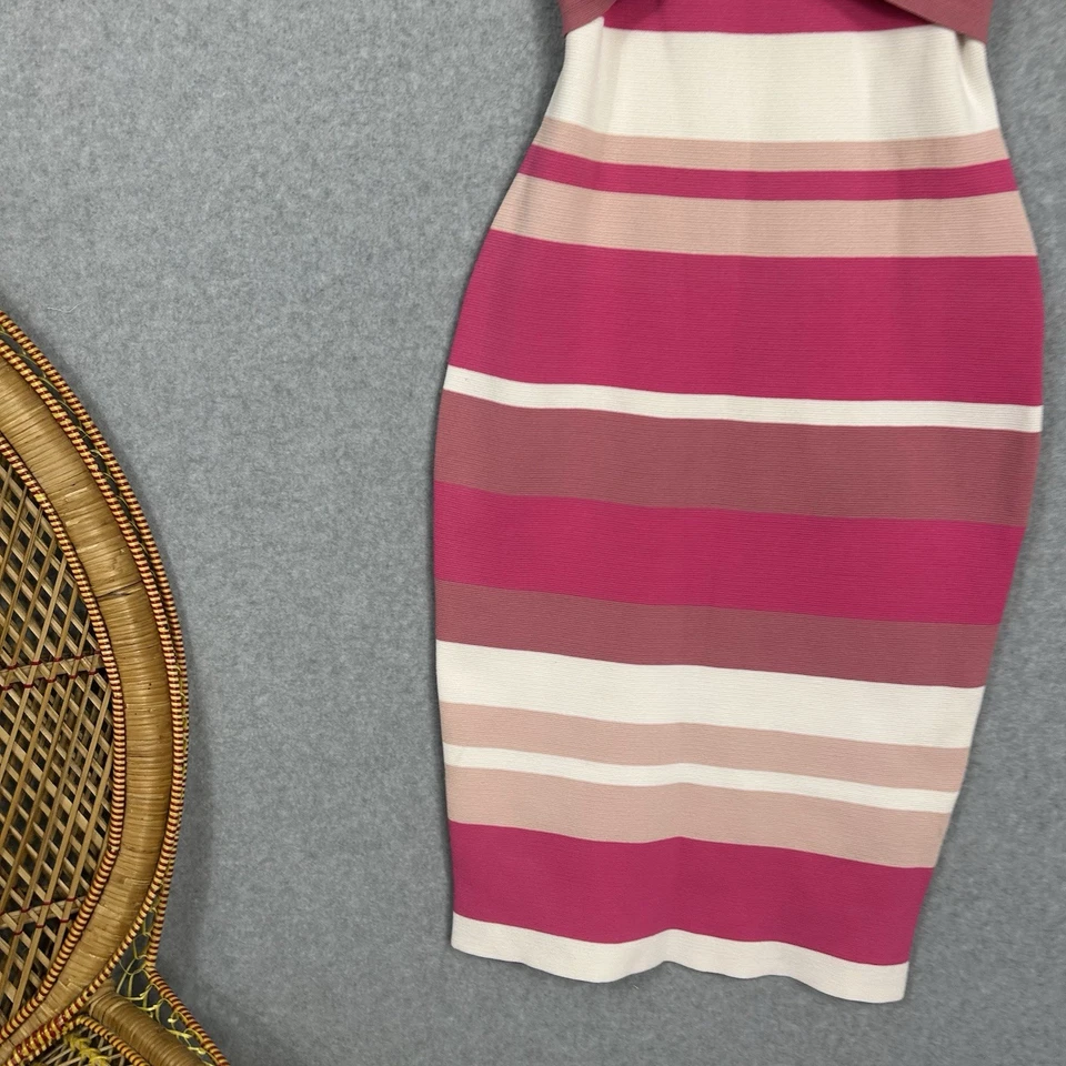 Forever New Maisie Stripe Bardot Dress Pink Size 10 S - image 4 of 4