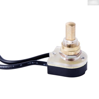 Compact Push Button Switch, Brass, 6'' Wire Leads - Perfect for Home & Marine Use