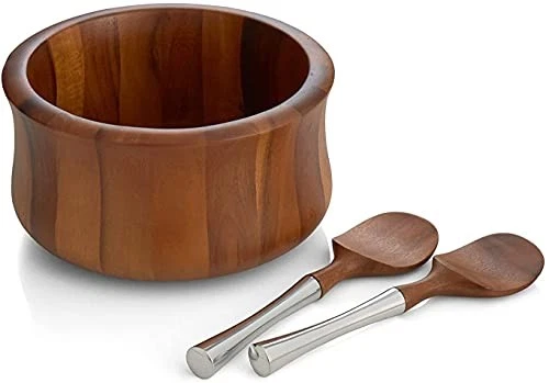 Nambe Nara Collection Salad Bowl and Servers - Thumbnail 4