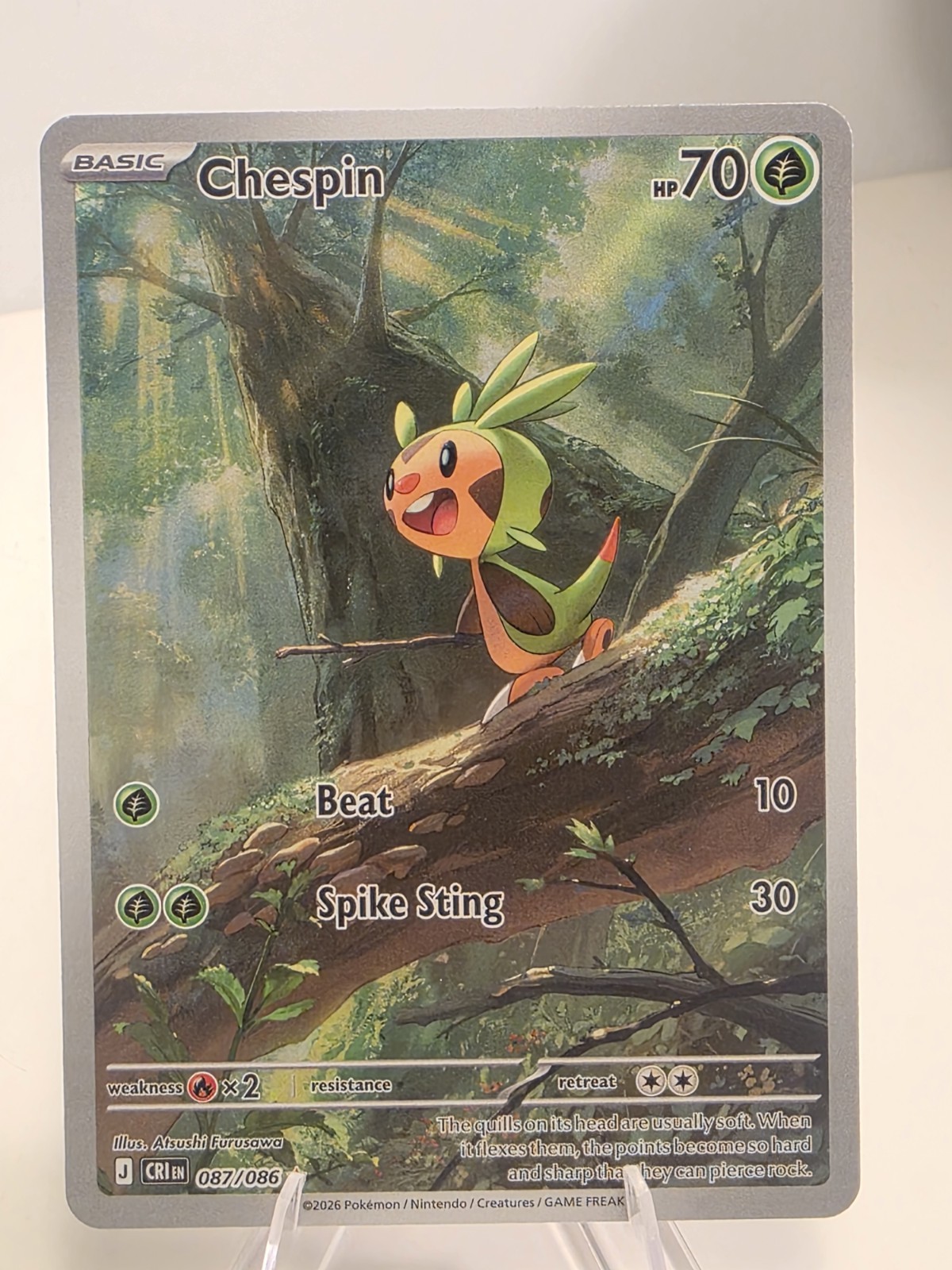 Chespin 087/086 Me04: Chaos Rising Holo pokemon tcg