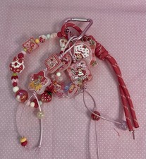 Strawberry Shortcake Beaded Charm Dangle | Decorative Bag Charm & Keychain