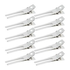 50pcs Hairdressing Double Prong Curl Clips, 1.8" Curl Setting Section Silver
