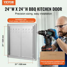 BBQ Access Door, 24W x 24H Inch Double Outdoor Kitchen Door, Outside Cabinet