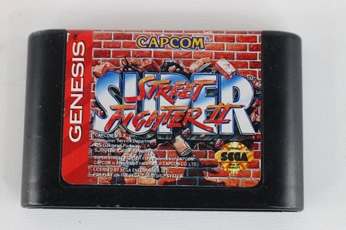 Vintage 90s Capcom Super Street Fighter II Sega Genesis Video Game Cartridge