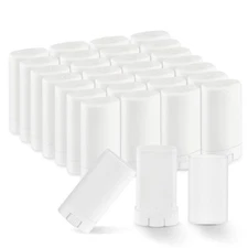 30 Pieces 15g/0.5oz White Oval Plastic Lip Balm Tubes,Empty Deodorant 