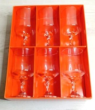 Boxed Vintage Set Of 6 Dema Roual Park  Wine Glasses Retro Kitch Made In England