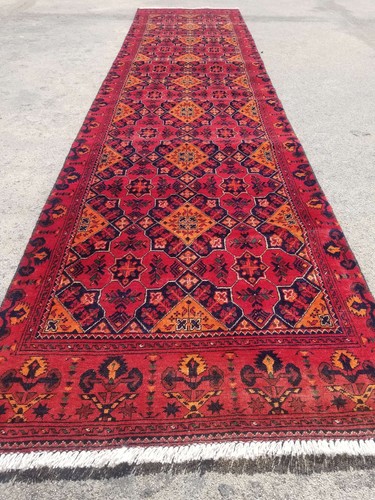 Vintage Distressed Hand Made Traditional Oriental Wool Maroon Rug 6.3x2.1ft