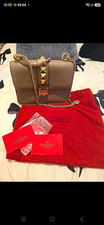 Valentino Garavani Beige Leather Studded Crossbody Bag Gold Chain Dust Bag