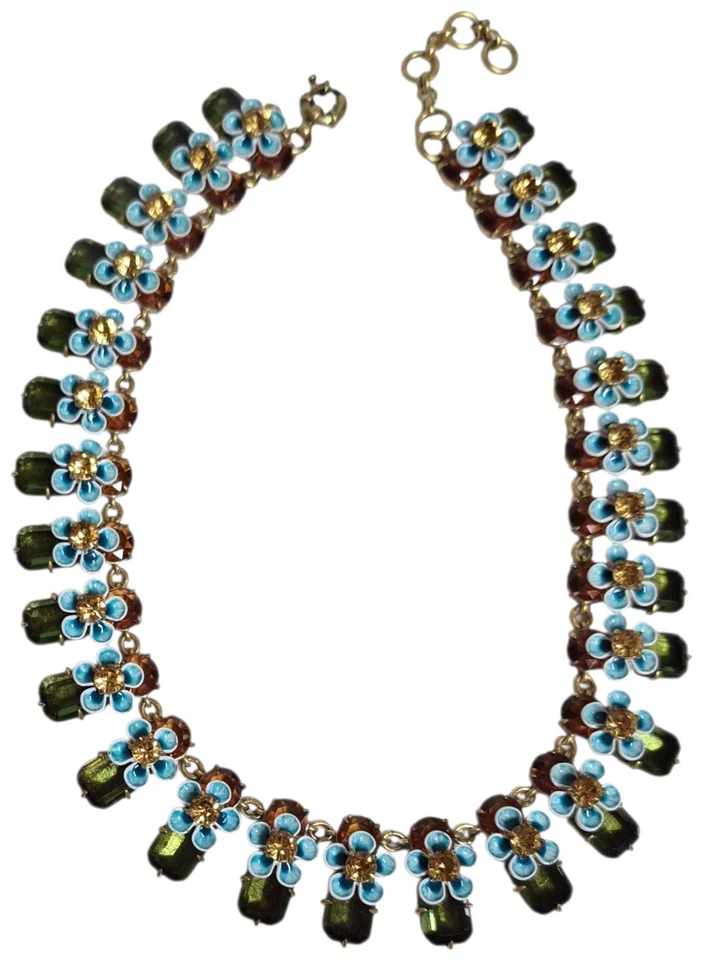 Collar J.Crew Apilado Floral Cristal Verde Azul Multi Luz Oro Buey Latón Foto 2 de 4