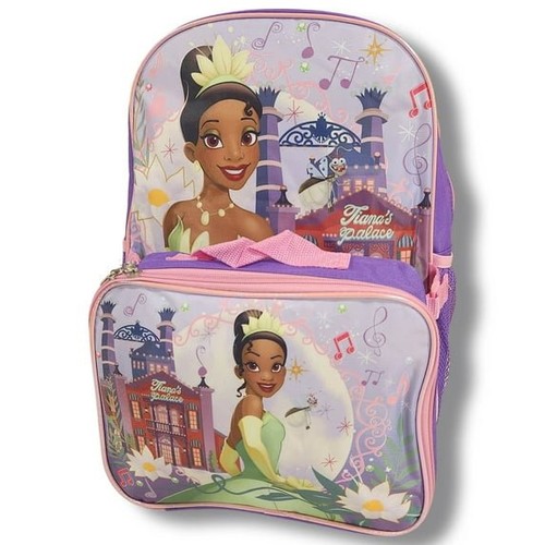 Girls Princess Tiana Full Size 16 Inch Backpack with Detachable Lunch Box - Picture 3 of 7