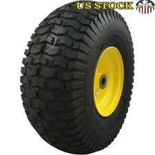 15x6.00-6 Mower Tire Replacement Turf Saver 4 Ply Solid Steel Wheel 400lbs Load
