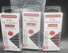 (24) Monteverde Standard International Ink Cartridges Fountain Pens in RUBY INK