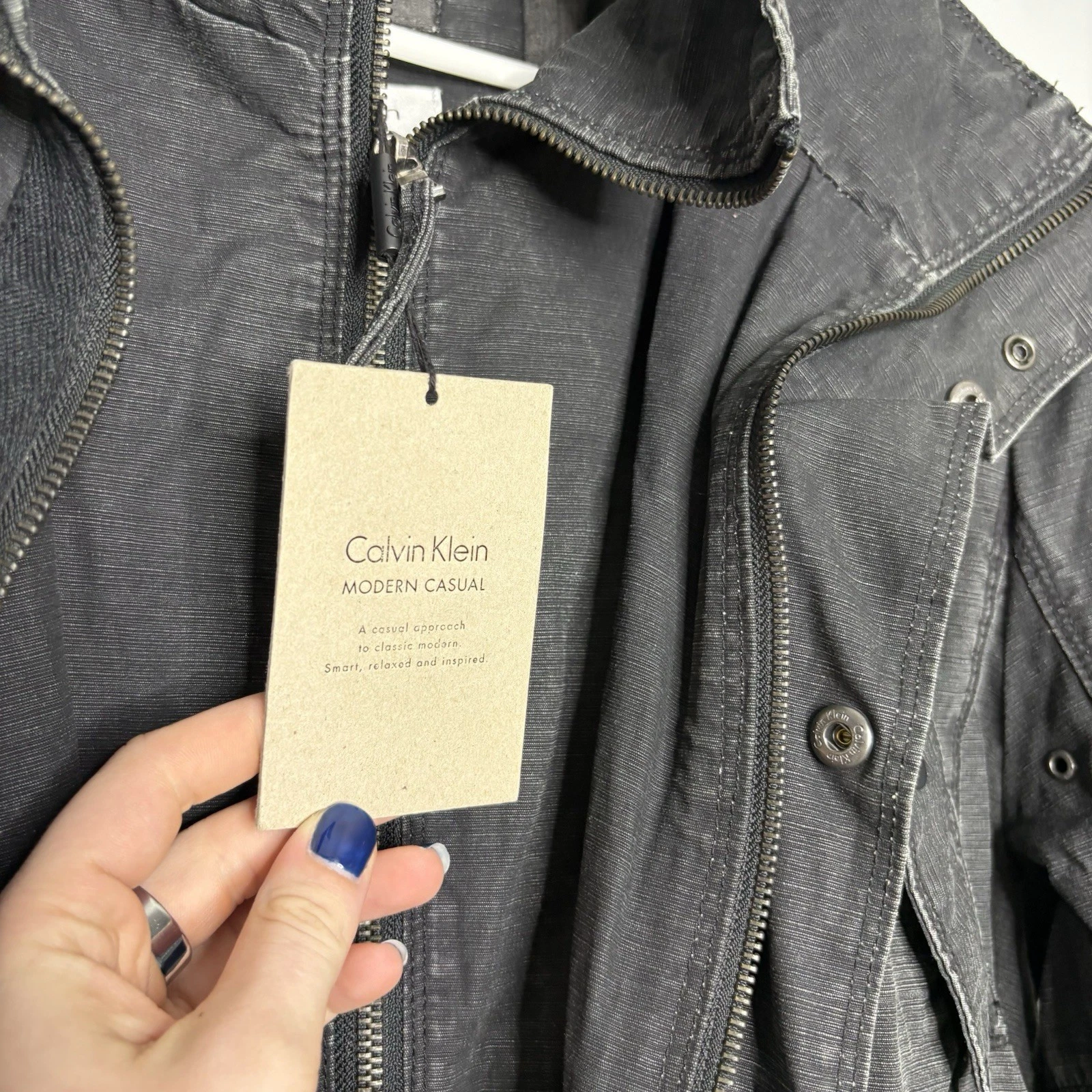 Calvin Klein Black Gray Double Zip Utility Jacket Men's Size Large NWT 402C508 - product detail image 4