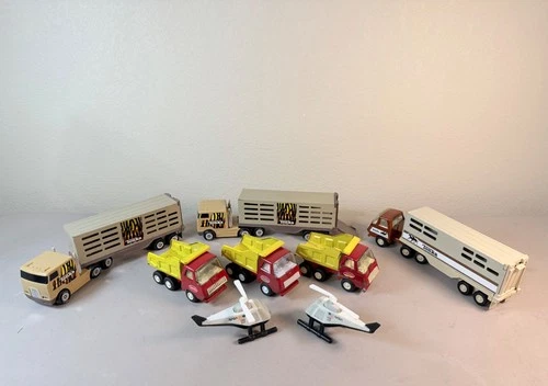 Mixed Lot of Used Vintage Small Tonka Trucks & Helicopters - No Boxes