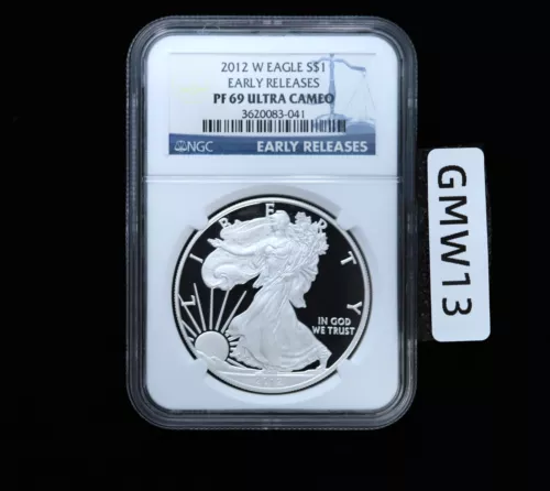 2012 W PROOF SILVER EAGLE NGC PF69 ULTRA CAMEO EARLY RELEASES BLUE LABEL