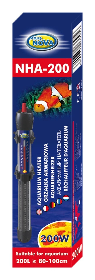 AquaNova Regelheizer 200 W – voll eintauchbar, Thermostat, für Aquarien bis 200L