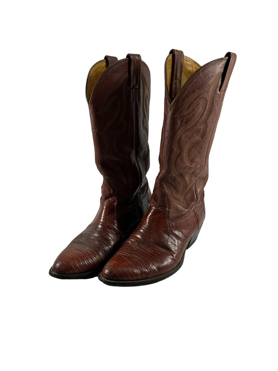 Vintage Nocona Mens Boots Size 8 EE Brown Lizard Leather Cowboy Western  1524 USA | eBay