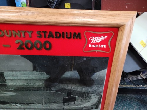 Specchio Milwaukee County Stadium Braves Brewers 1953-2000 birra Miller High Life - Foto 2 di 7