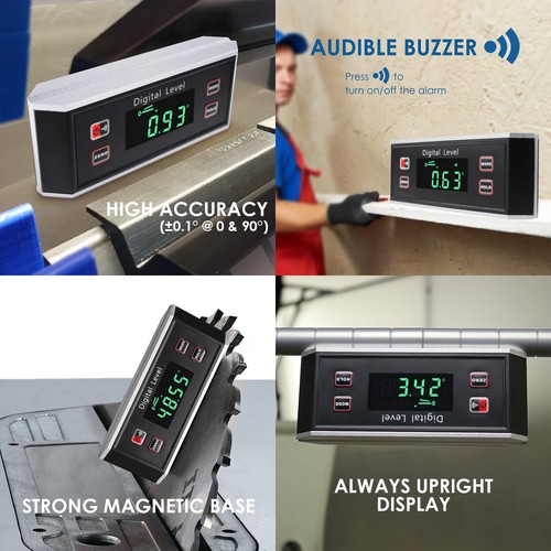 Digital Angle Finder Inclinometer V-Groove Magnetic Base Always Upright Reading - Picture 2 of 10