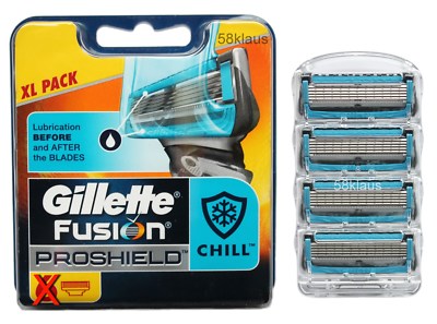4 Gillette Fusion ProShield Chill Rasierklingen im tKh / 4 Stück / 4er Set