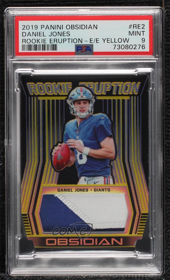 Daniel Jones Panini Obsidian Rookie Eruption Materials #RE2 Electric Etch Yellow
