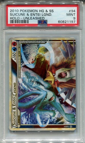 Pokemon Heartgold & Soulsilver Unleashed #94 Suicune & Entei Legend Holo PSA 9