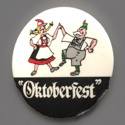 Vintage Retro Oktoberfest Polka Dancers Pinback Button Badge Festival Pin Autumn