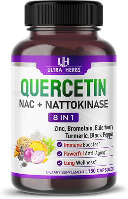 Quercetin Supplement with Bromelain, Vitamin C and Zinc, Nattokinase, NAC, Elder