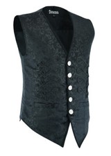 Men's Brocade Vest Waistcoat Black Damask Velvet Gothic Steampunk Renaissance