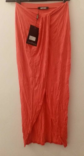 Missguided Pleat Front Jersey Midi Skirt Orange Size UK 4 NH011 GG 05 - 第 1/3 張圖片