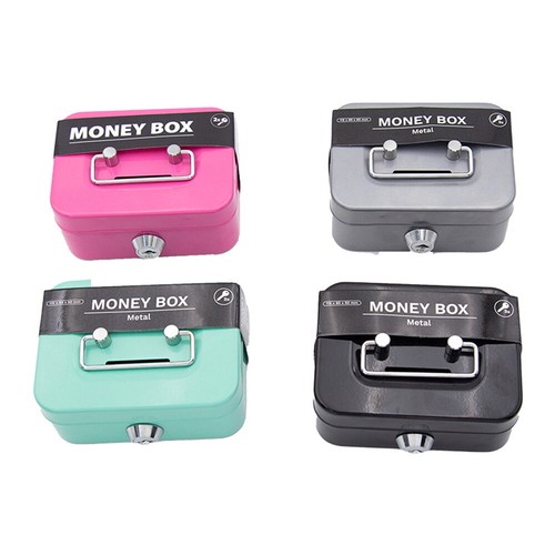 Metal Case Storage Box Security Box Coin Box Money Bank With 2 Keys Mini ↷ - Picture 7 of 12