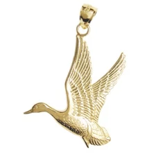 New 14k Gold Mallard Duck Pendant