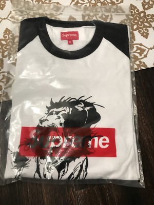 Supreme Lion Raglan Baseball Top SS 18 Box Logo Sz XL Lee Quinones 