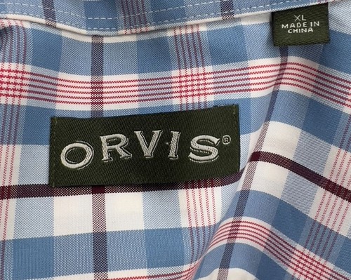 Orvis Men's XL Extra Large Blue/Red Plaid Check Long Sleeve Button-Down Shirt - 第 5/5 張圖片