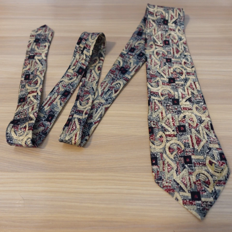 Corbata de Diseñador para Hombre Multicolor Abstracto Logo Seda GIOVANNI VALENTINO Italia Foto 4 de 4