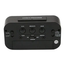 Digital LCD Snooze Electronic Alarm Clock LED Backlight Temperature Thermometer