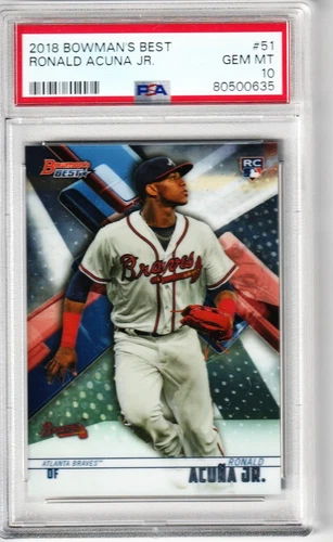 Ronald Acuna Jr  -2018 Bowman's Best #51 - PSA 10 - Rookie CARD - atlanta Braves