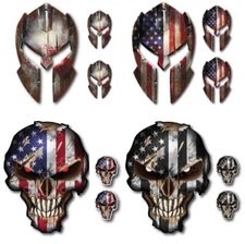 12 Skull Spartan Helmet Decal Vinyl Window Sticker Molon Labe Usa Flag Car Truck