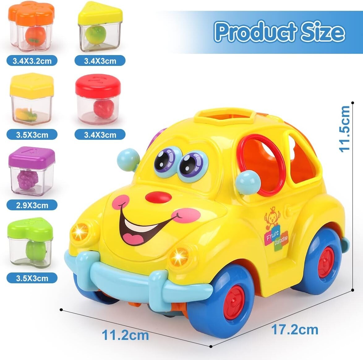 Baby 612 Months Music w/ Lights Shape Sorter Educational Car Toys for
