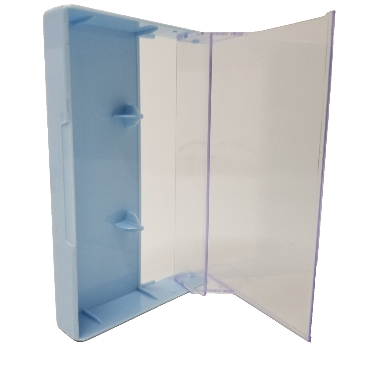 5 Cassette Tape Cases: Clear Front + Baby Blue Solid Back - Empty