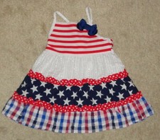Youngland Baby Toddler Girls Patriotic Dress Red White Blue Sleeveless 18 Months
