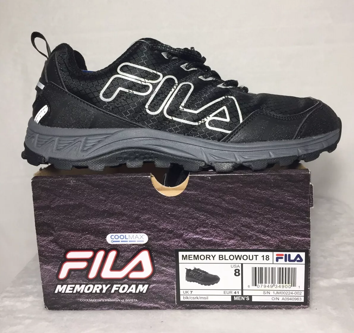 Fila memory foam coolmax best sale mens